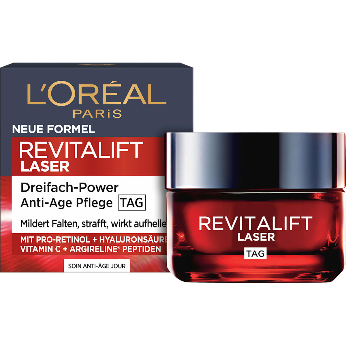 L'ORÉAL PARiS REVITALIFT Gezichtscrème Anti-Aging Laser met Pro-Retinol, Hyaluronzuur en Vitamin C, 50 ml