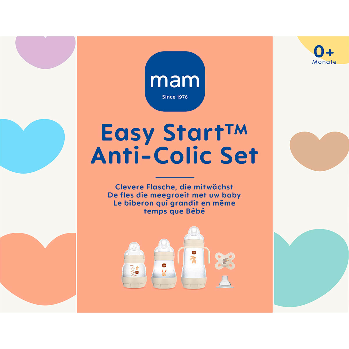 mam Babyflessen Easy Start Anti-Colic Set, beige 11-delig, vanaf de geboorte, 1 St