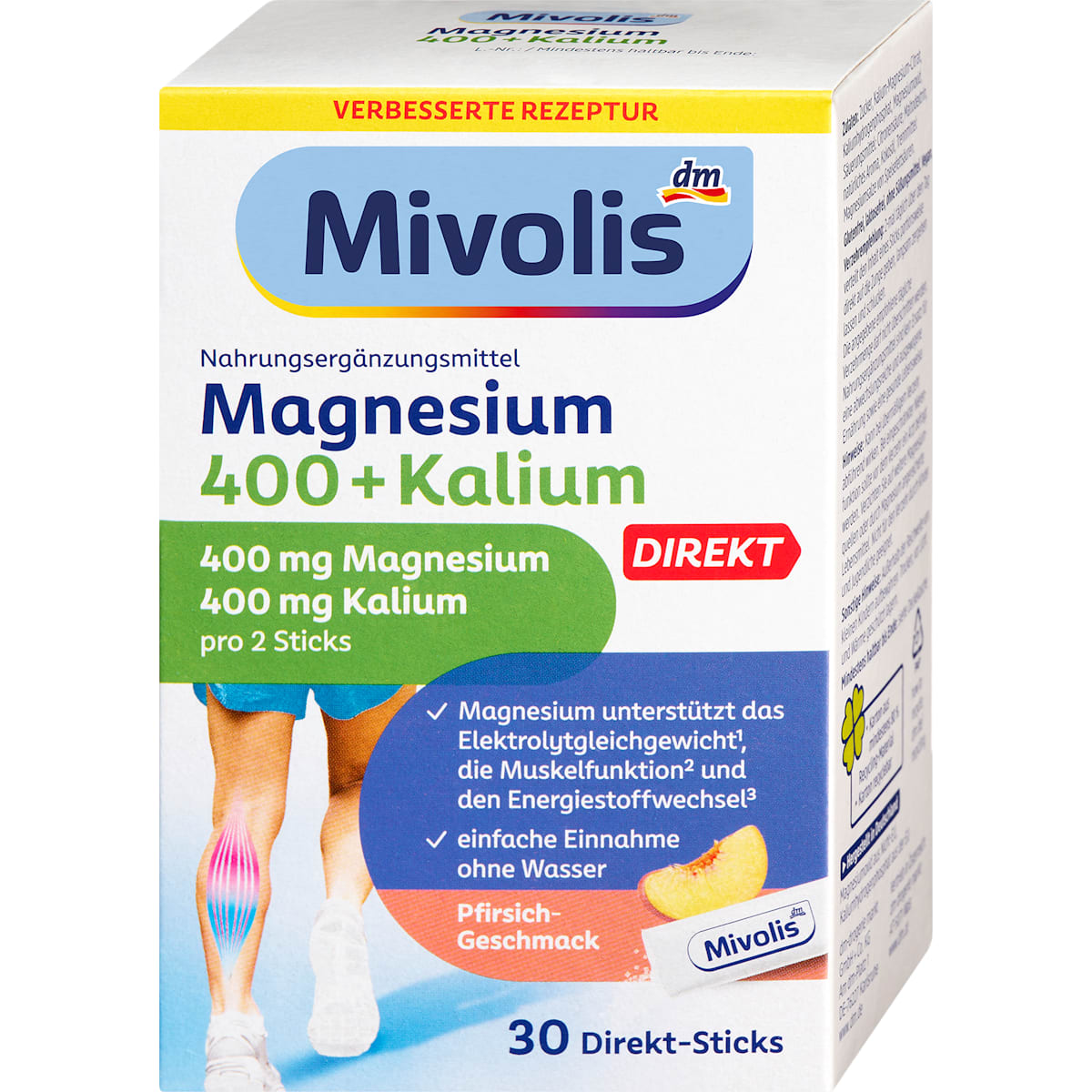 Mivolis Magnesium 400+Kalium Direkt-Sticks 30 St, 105 g