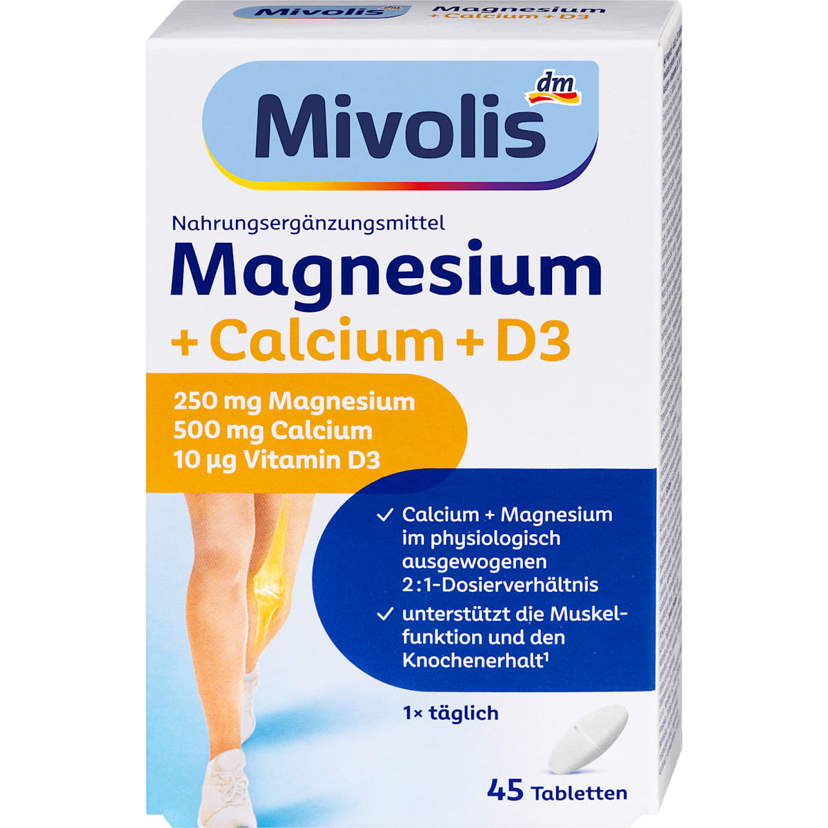 Mivolis Magnesium + Calcium + D3 Tabletten 45 St, 94 g