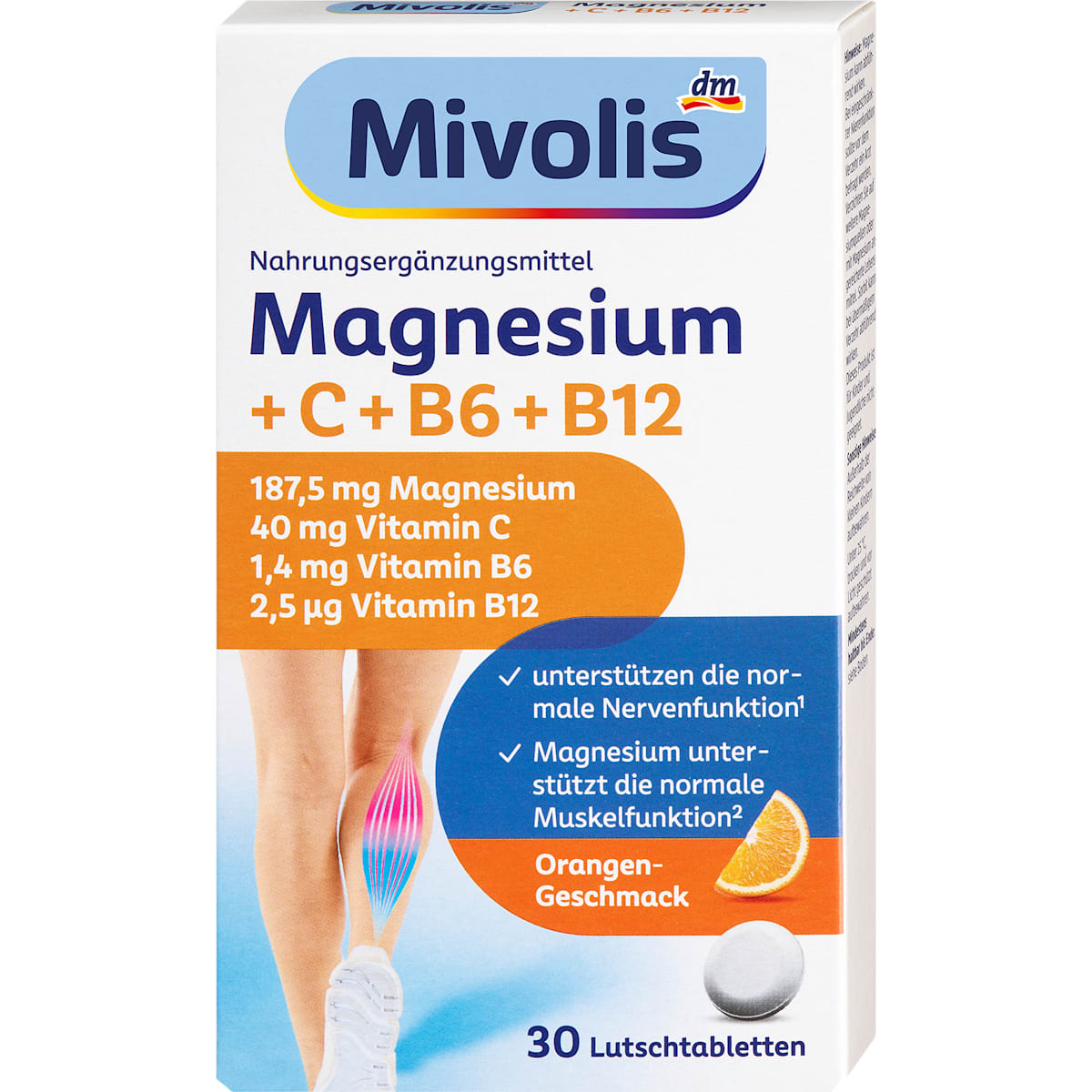 Mivolis Magnesium + Vitamin C + Vitamin B6 + B12 Zuigtabletten 30 St, 45 g