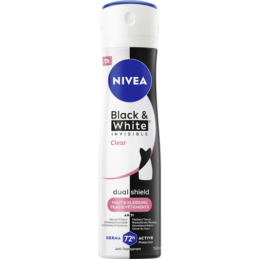 NIVEA Antitranspirant Deospray Black & White Invisible Clear, 150 ml