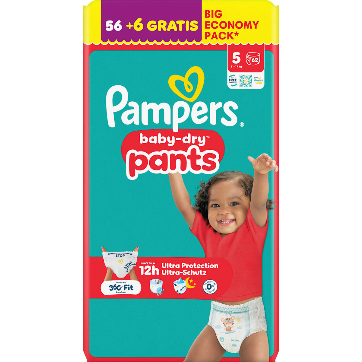 Pampers baby-dry Baby Pants baby-dry Maat 5 (11-17 kg) Big Economy Pack, 62 St
