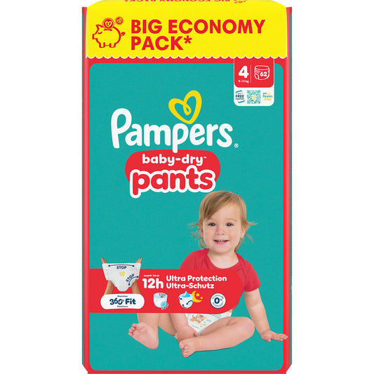 Pampers baby-dry Baby Pants Maat 4 (9-15 kg) Big Pack, 62 St