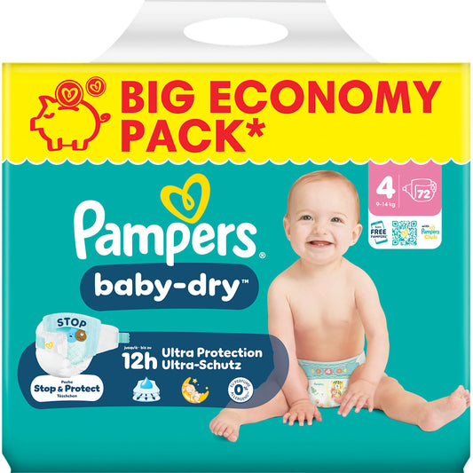 Pampers baby-dry Luiers Maat 4 (9-14 kg) Big Pack, 72 St