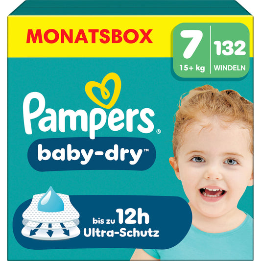 Pampers baby-dry Luiers Maat 7 Extra Large (15+ kg) Monatsbox, 132 St