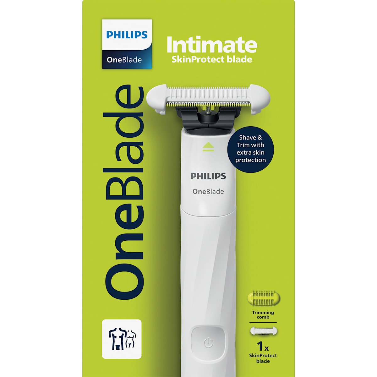 PHILIPS OneBlade Elektrische Scheermes, OneBlade Intimate Men QP1924/20, 1 St
