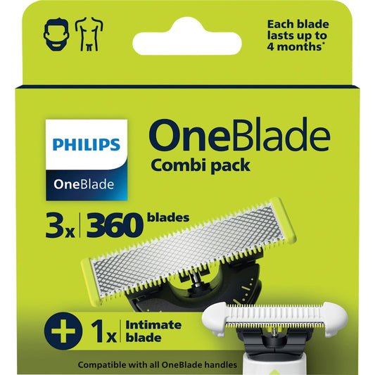 PHILIPS OneBlade Scheermesjes, OneBlade 360 QP949/50 & Intimate Blade, 4 St