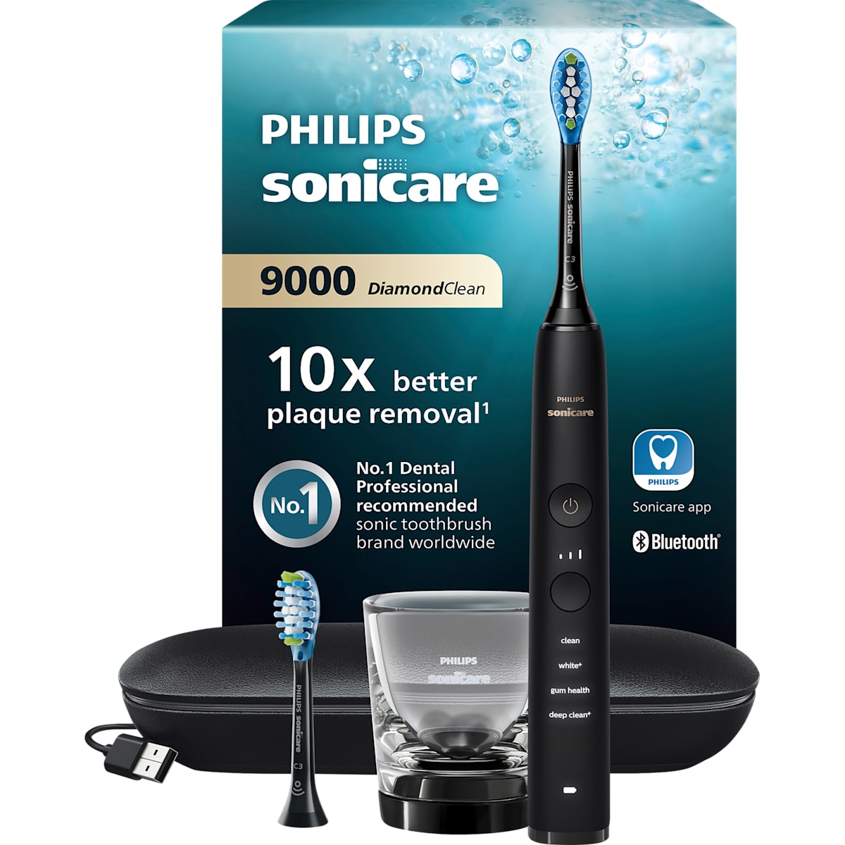 Philips Sonicare Schallzahnbürste Sonicare Diamond Clean 9000 schwarz, 1 St