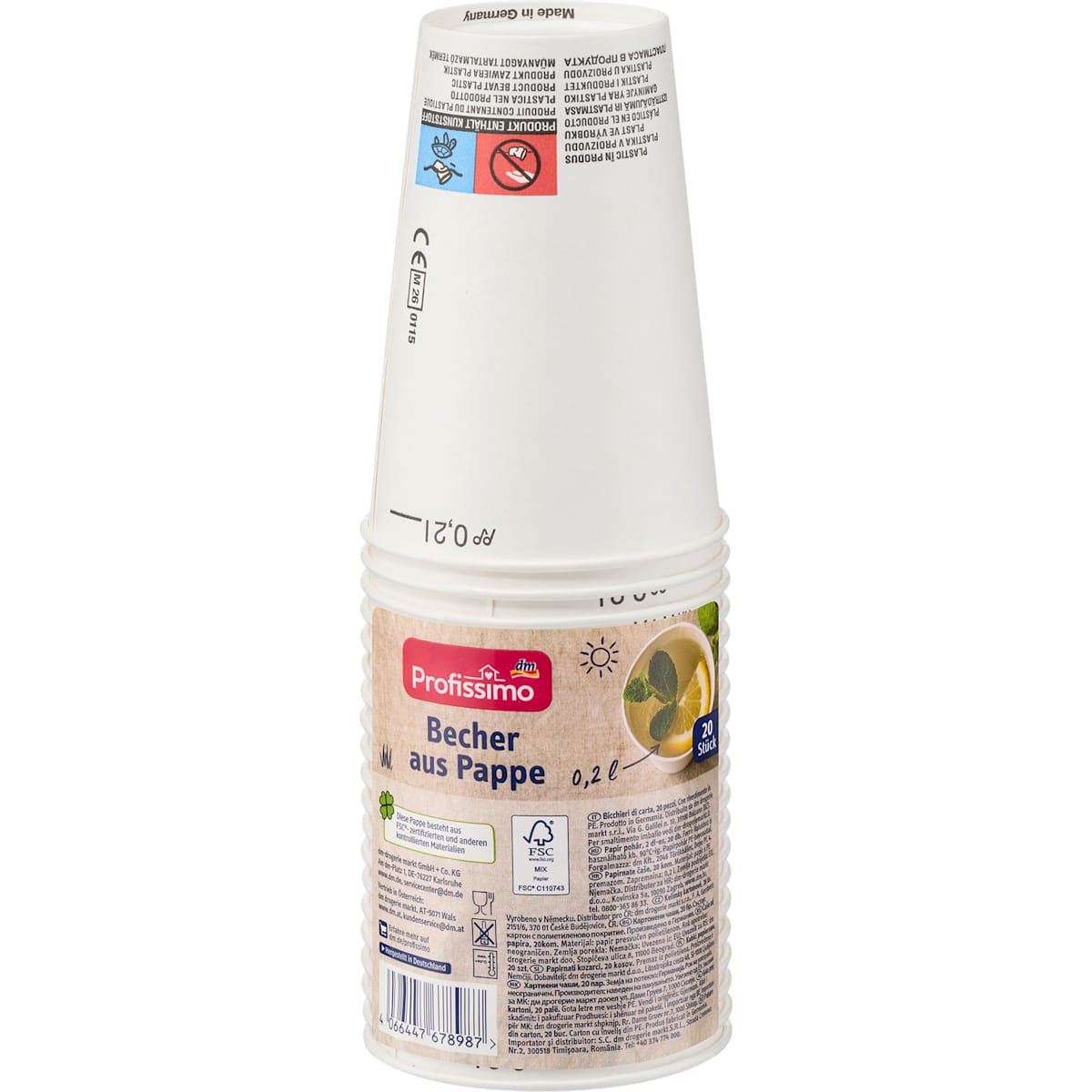 Profissimo Beker aus Pappe, 20 St