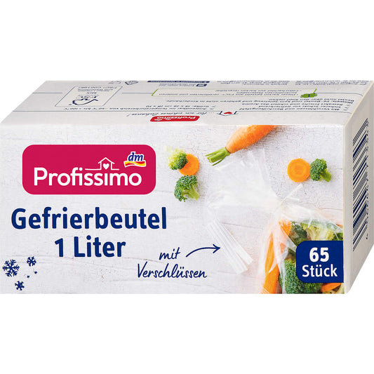 Profissimo Diepvrieszakjes 1 l met Sluitingen, 65 St