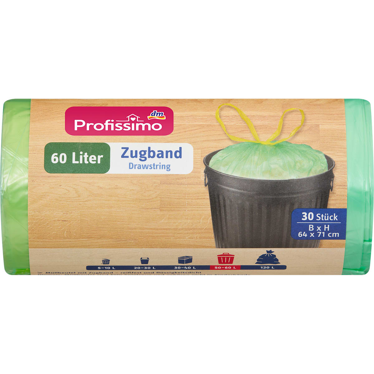 Profissimo Vuilniszakken 60 l met Zugband, 30 St
