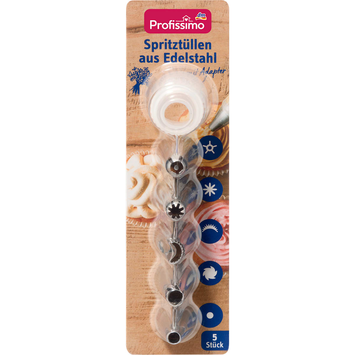 Profissimo Spritztüllen Set aus RVS, 1 Set