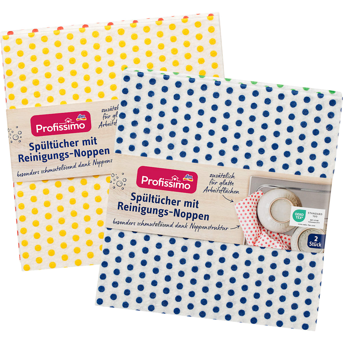 Profissimo Spültücher met Reinigings-Noppen, 2 St