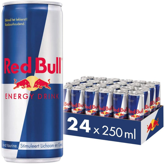 Red Bull Energy Drink tray met 24 blikjes van 0,25 liter, Nederlandse uitvoering met statiegeld