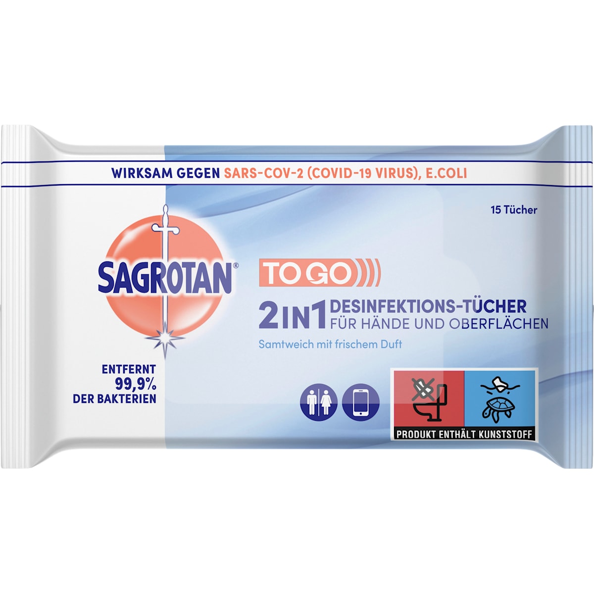 Sagrotan Desinfektionstücher 2in1, Reisformaat, 15 St