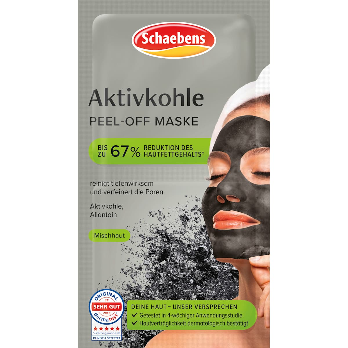 Schaebens Gezichtsmasker Peel-Off Actieve kool (2x8 ml), 16 ml