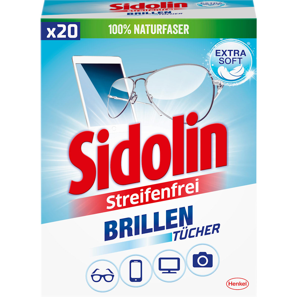 Sidolin Brillenputztücher Streifenfrei, 20 St