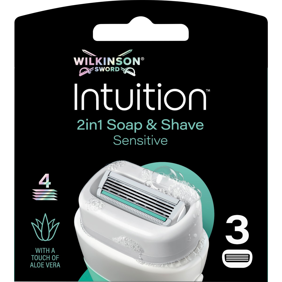 WILKINSON SWORD Scheermesjes, Intuition 2in1 Soap & Shave Sensitive, 3 St