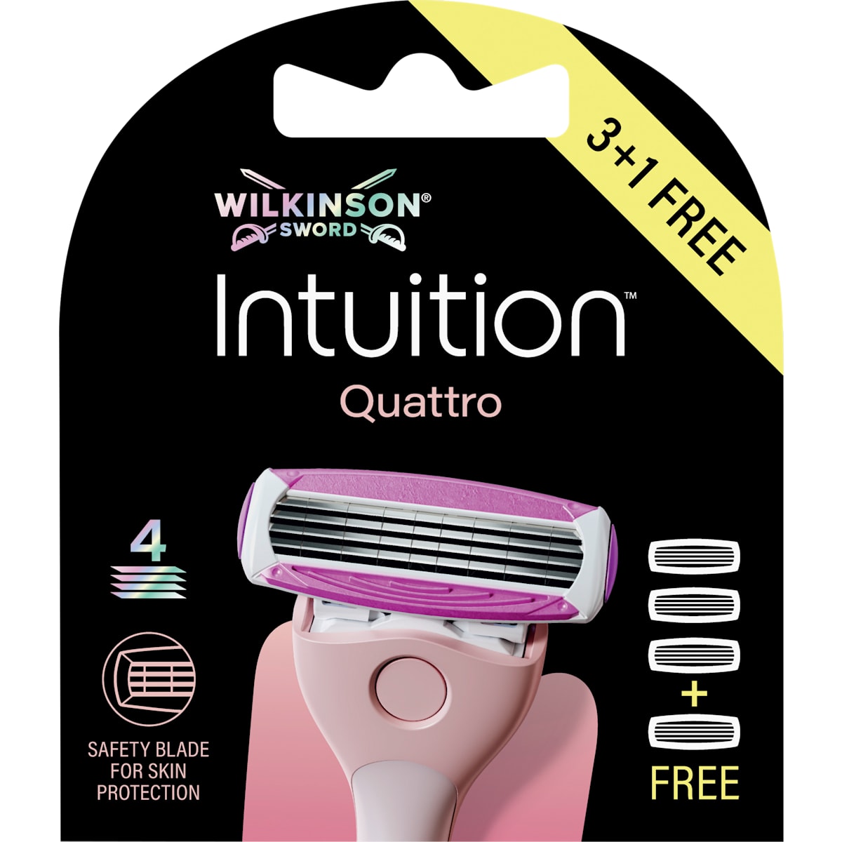 WILKINSON SWORD Scheermesjes, Intuition Quattro, 4 St